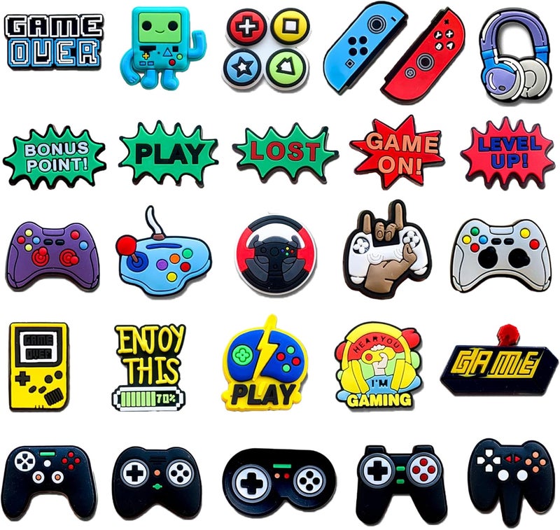 BULKITEM 25 Pcs Gamer, Summer, Nurse, Pink, Hunting, Black,USA american flag crocs,Shoe Charms, Cute Shoe Accessories Gifts Charms for Teens Kids Adults - Image 1